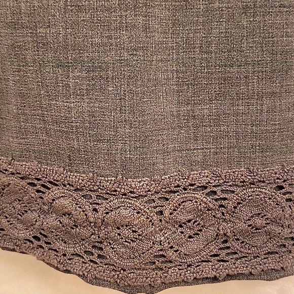 RARE Crochet Hem Stretch Heather Grey Straight Leg Pants! 9 - Picture 15 of 15